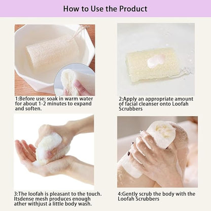 Natural Loofah Exfoliating Body Scrubber,Bath Shower Loofah Sponge for Women and Men,Made with Biodegradable Shower luffa Sponge,for Body that Gets You Clean(3 PC)