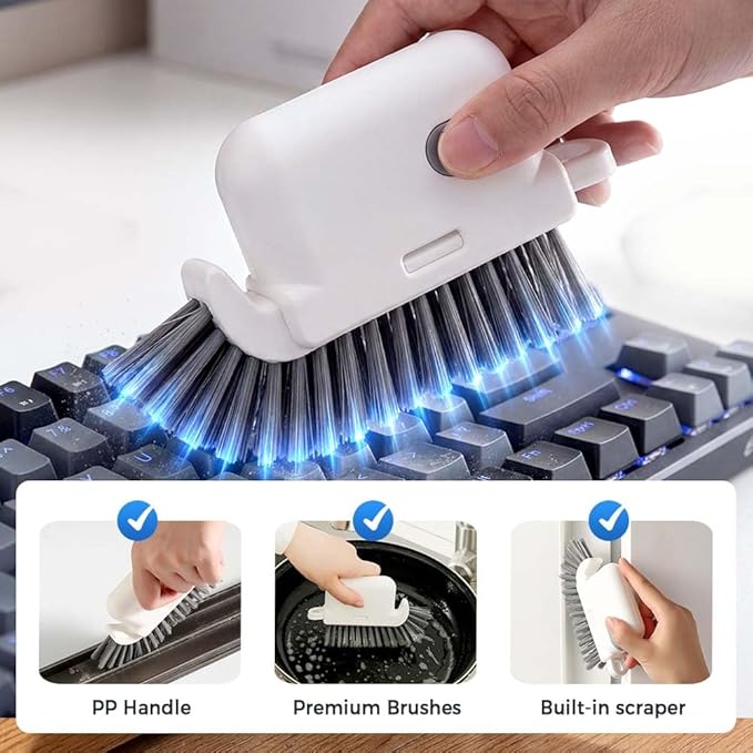 3-in-1 Removable Window Slot Brush,New Window Groove Cleaning Brush, Portable Window Track Cleaner Window Groove Cleaning Brush Tools with Hidden Scraper for Home Window Groove (Gray -1Set)