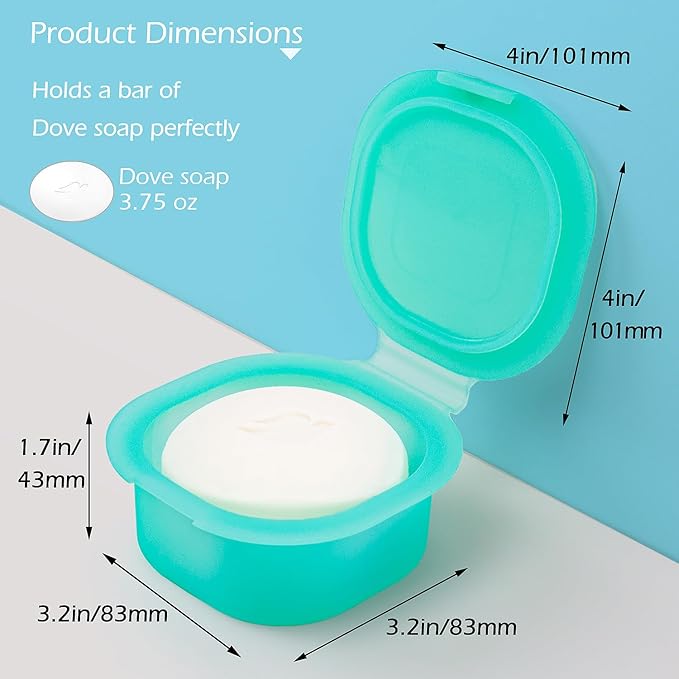 AIDIMMING Shampoo Bar Holder,Travel Soap Case is Perfect for Holding Round Soap, Silicone Soap Bar Container with Drainage Pad, Bar Soap Box with Lid (Green)