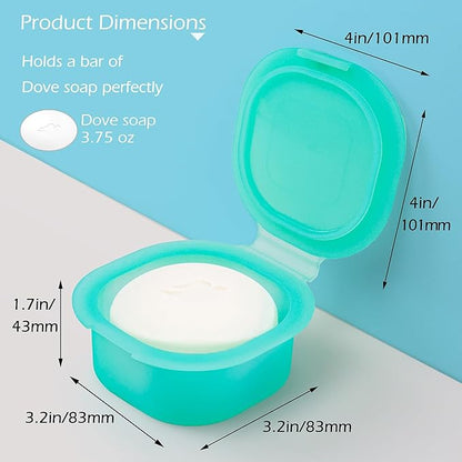 AIDIMMING Shampoo Bar Holder,Travel Soap Case is Perfect for Holding Round Soap, Silicone Soap Bar Container with Drainage Pad, Bar Soap Box with Lid (Green)