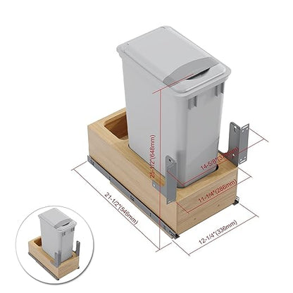 Dowell Single 50Qt Undermount Trash Pull-Out Waste Container with Full Extension Soft-Close Slides, Bottom Mounted, Face Frame/Frameless Min. Cabinet Opening: 12-1/2 Inch Wide-4008 0115 50
