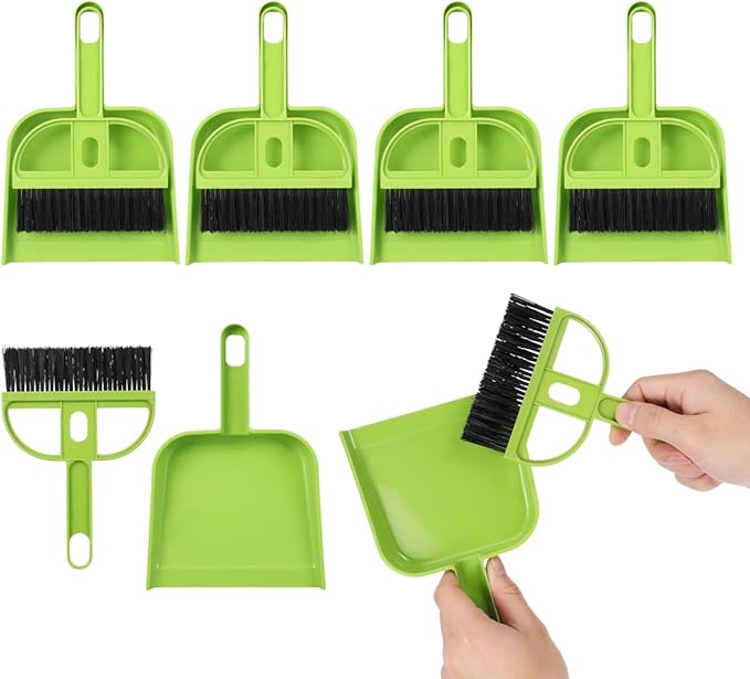 Healifty Mini Broom and Dustpan Set 6-Piece Portable Desk Cleaning Brush Set with Soft Bristles for Keyboard Desktop Pet Hair and Hard Floor Use