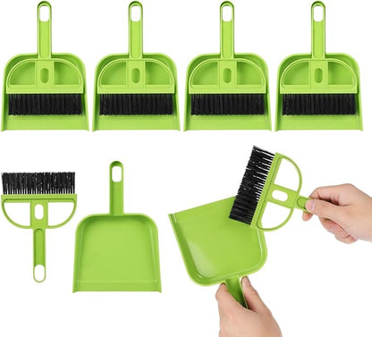 Healifty Mini Broom and Dustpan Set 6-Piece Portable Desk Cleaning Brush Set with Soft Bristles for Keyboard Desktop Pet Hair and Hard Floor Use