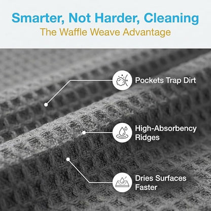 MIRACLEAN Waffle Weave Microfiber Cloths - 12 x 12 inches - Lint Free Cloth, Streak-Free Absorbent Microfiber Glasses Cleaning Cloth, Screens, Dusting & Appliances - 12 Pack Premium Cloth Wipes