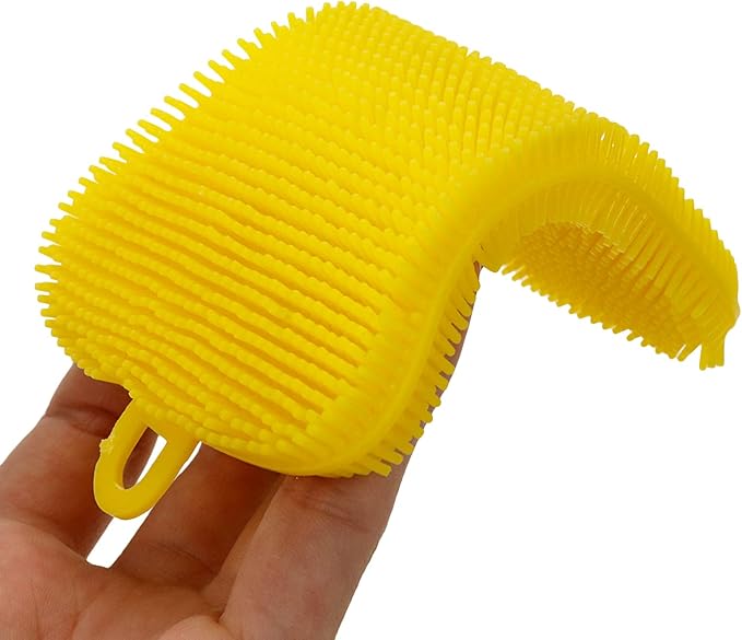 Yellow 5 Pcs Silicone Cleaning Scrubber，Colored Sponges for Dishes for Cleaning Silicone Scrubber Kitchen