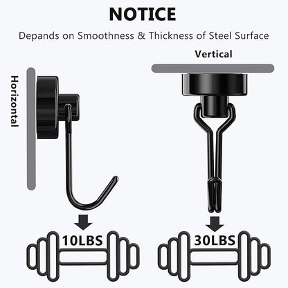 Tohoer Magnetic Hooks, Neodymium Magnets Hook Heavy Duty 30LBS with Rust Proof for Fridge, Refrigerator, Oven, Grill, BBQ, Key, Tools Holder, Utensil, Kitchen, Outdoor, Magnet for Hanging Wreaths
