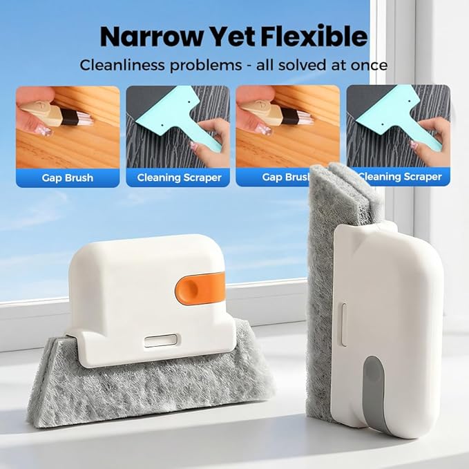 Magic Window Track Cleaner, 2026 Upgraded Handheld Cleaning Brush Set, for Window Slides Grooves, Tile Grout Lines, Shutter Slats, Car AC Vents & Narrow Gaps (Orange-3PCS)
