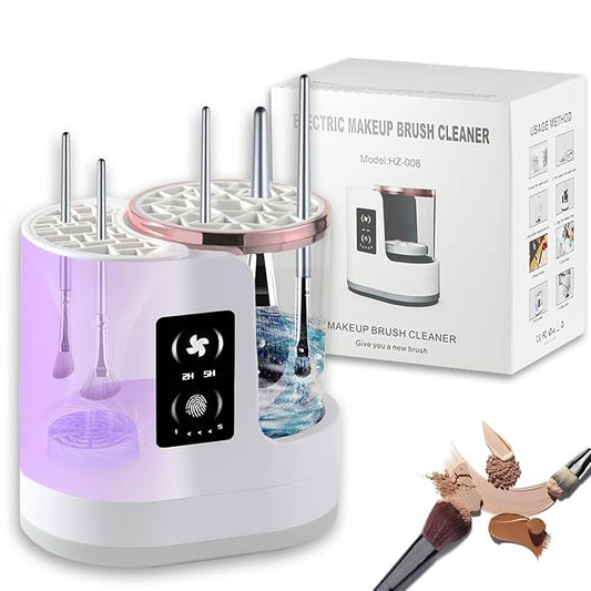 3-in-1 Electric Makeup Brush Cleaner, Dryer & Storage Drying Available Fast Cleaning & Automatic Cleaning Tool for All Size Brushes