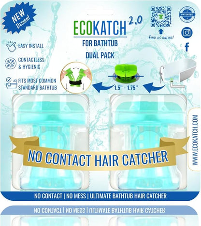Bathtub Drain Hair Catcher – No-Contact Dispose, Conceals Hair, Reusable BPA-Free Silicone Mesh Strainer, Fits 1.5”–1.75” Pop-Up & Regular Drains (Turquoise Blue, 2)