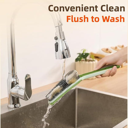 3-in-1 Detachable Crevice Cleaning Brush for Sinks, Faucets & Tile Grout, Multifunctional Narrow Gap Cleaner for Kitchen & Bathroom Dead Corners, Modern Aesthetic Detail Scrub Tool (Orange)