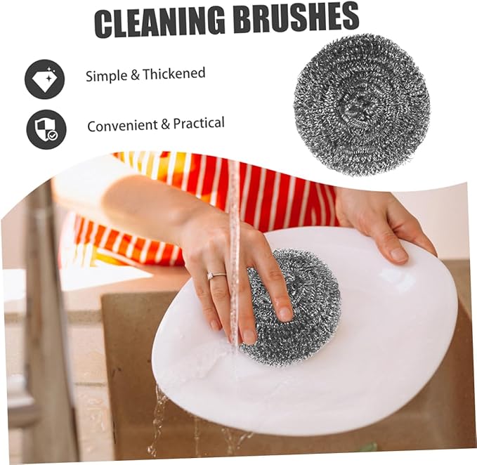 ABOOFAN Stainless Steel Scrubber Balls 8pcs Heavy Duty Cleaning Tool for Pots and Pans Sturdy Steel Dish Scrubbers for Kitchen Use
