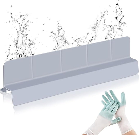 Kitchen Sink Splash Guard 23" Self-Draining Silicone Water Guard with High Splash Wall & Strong Suction Cups for Faucet, Countertop & Sink Edge, Keeps Sinks Dry, Dishwasher Safe (Gray)