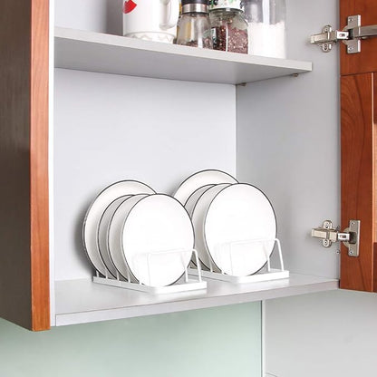 Tomorotec Dish Plate Storage Drainboard 2-Pack, Alloy Steel Kitchen Pot Lid Holder Dish Plate Drying Rack Drainer Stand Multifunctional Cabinet Organizer