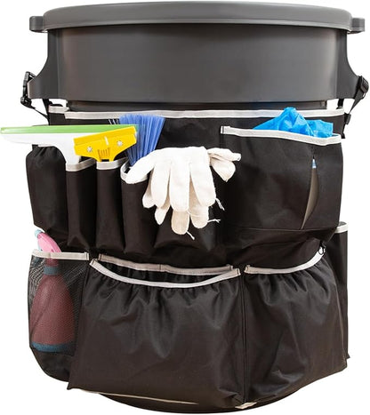 Trash Can Caddy Bag,Cleaning Caddy Bag for 32-55 Garbage Bags Holder,Round Trash Bags Holder,Cleaning Tool Organizer for 13 Pockets,Cleaning for Cleaning Supplies