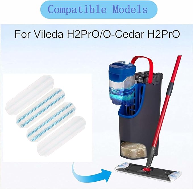 4-Pack Mop Pads Replacements for Flat Mop System, Reusable Microfiber Mop Refills