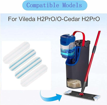 4-Pack Mop Pads Replacements for Flat Mop System, Reusable Microfiber Mop Refills
