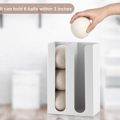 Magnetic Dryer Ball Holder for Laundry Room,Iron Dryer Ball Dispenser for Laundry Storage Container,Laundry Dryer Balls Organizer,Magnetic Dryer Ball Basket,Laundry Room Organization,White(No Balls)
