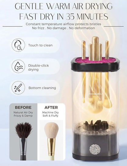 Electric Makeup Brush Cleaner Machine,3 in 1 Makeup Brush Cleanser & Washer,Cleaning Tool,Cosmetic Brushes Cleaners Cleaning For All Size Beauty Makeup Brush Set,Eyeshadow, Blush Brush. (Black)
