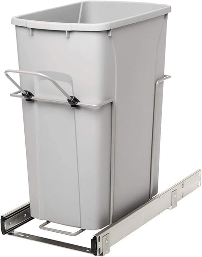 Knape & Vogt RS-PSW10-1-29-R-P in-Cabinet, 18.80 9.3 19-Inch Pull Out Trash Can, Platinum