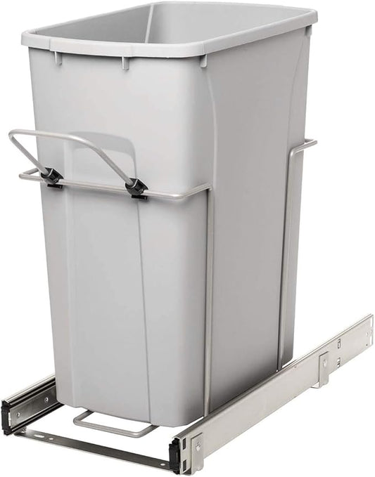 Knape & Vogt RS-PSW10-1-29-R-P in-Cabinet, 18.80 9.3 19-Inch Pull Out Trash Can, Platinum