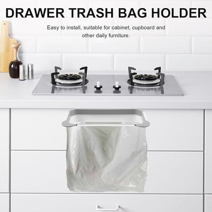 Hanging Trash Bag Holder over the Drawer Kitchen Garbage Bag Rack Plastic Cupboard Door Mounted Holder Gray