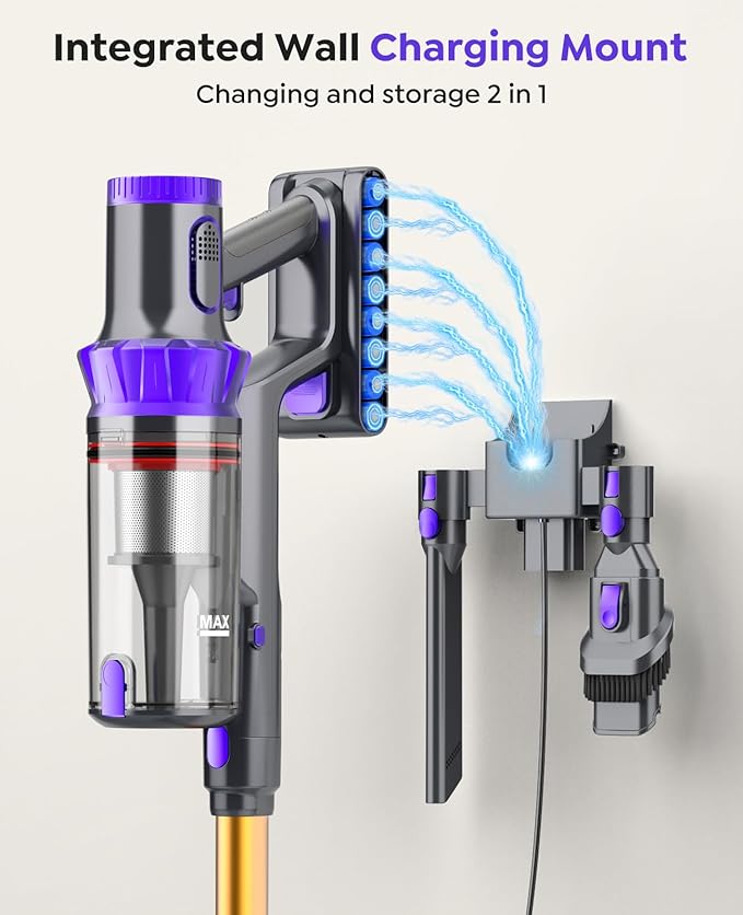 Cordless Vacuum Cleaner, 600W 50KPA 70Min Vacuum Cordless Stick Vacuum Cleaner with Self-Standing and Touch Screen, Anti-tangle Wireless Vacuum, Vacuum Cleaners for Home/Pet Hair/Carpets/Floors
