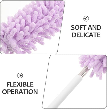 Extendable Dusting Wand with Extendable Pole and Bendable Head, 27-76cm/10.6-30'' Washable Furniture Duster Retractable Duster with Handle for Cleaning