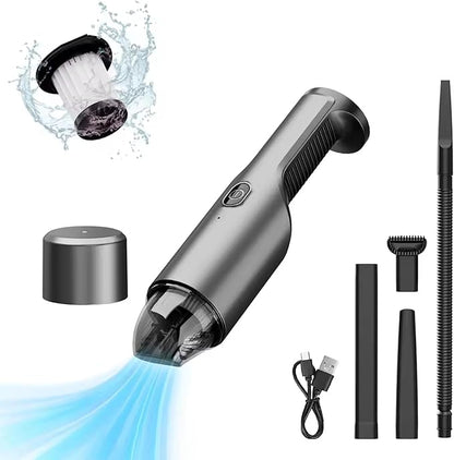 Portable Car Vacuum Cleaner, Portable Handheld Vacuum for Car Interior Cleaning, Wet & Dry Use, USB Rechargeable, with HEPA Filter & Accessories.