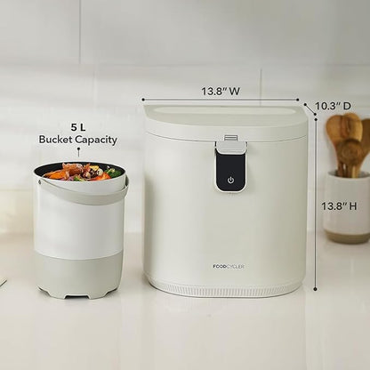 Food Cycler Eco 5 Award-Winning Kitchen Food Recycler | Indoor Composter Bin Alternative | Electric Countertop Food Disposer with Odorless 5L Indoor Food Waste Bin for Easy Waste Management | White