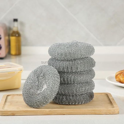 Swift-Scrub Non-Scratch Wire Steel Scrubber for Sustainable Cleaning of Utensils, Dishes, Counters, Sinks and Wet and Dry Cleaning Multipurpose Dish Wash Scrubber | (Steel-Wire Bowl, Pack of 4)
