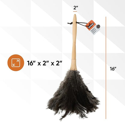 Superio Ostrich Feather Duster Fluffy Dust Remover, with Wooden Handle Reusable for Cleaning Homes, Ceilings, and Furniture (12 Pack)