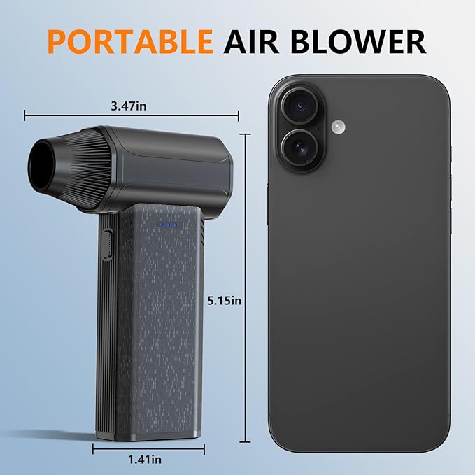 Compressed Air Duster-110000RPM Super Power Electric Air Duster, 3-Gear Adjustable Mini Blower with Fast Charging, Dust Blower for Manchine, Keyboard, House, Outdoor and Car
