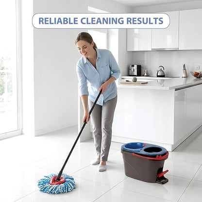 Mop Head Replacement Set for O Ceda 2-Tank Spin Mop, 4 Pack Washable Microfiber Refills + 1 Mop Base Cover, Reinforced Lock Design, Durable & Reusable