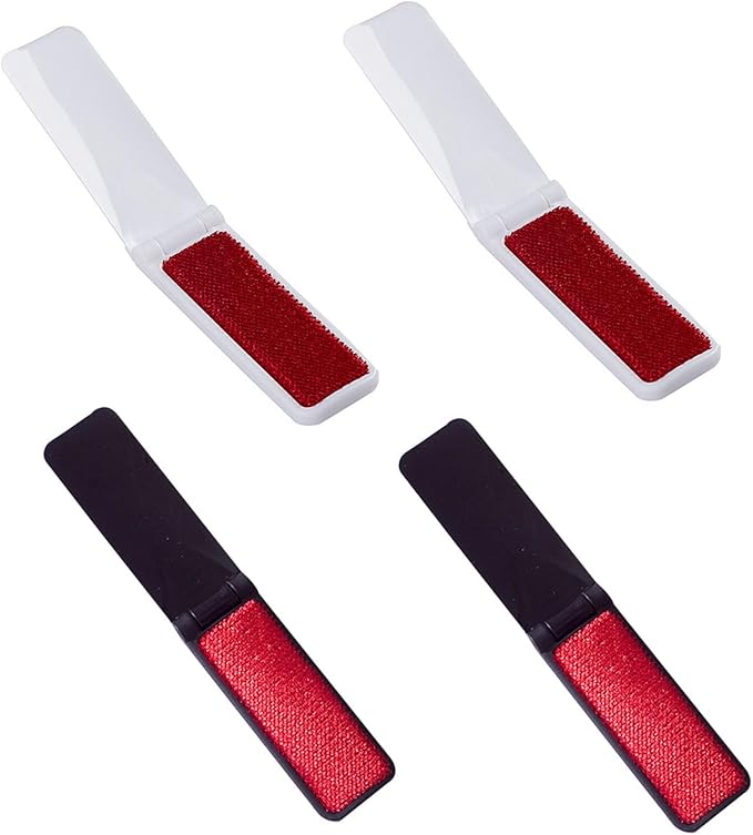 4 Pack Folding Lint Brush Foldable Reusable Portable Mini Lint Remover Brushes for Pet Hair Remover Clothing Dust Removal Garment Fabric Fluff Cleaning Tool Travel Car Work Backpack Purse