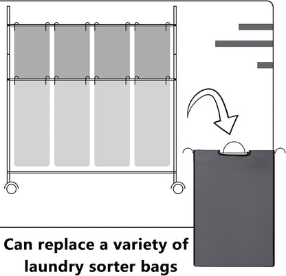 Bonuci 3 Pcs Laundry Sorter Replacement Bags Hamper Cart Removable Replacement Laundry Storage Organizer Bag Hamper Liner, No Hooks 14.76 x 8.66 x 21.65 Inch (Dark Gray)