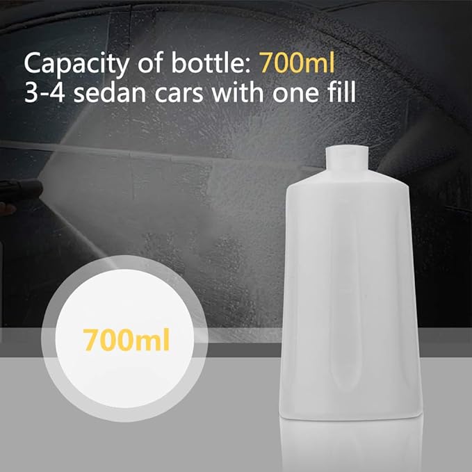 FUNTECK Foam Cannon Lance Compatible with Karcher K2/K3/K4/K5/K6/K7 Pressure Washer, Adjustable Soap Dispenser for Cleaning Vehicles, Cars, Motorcycles and Bikes, 700 ml