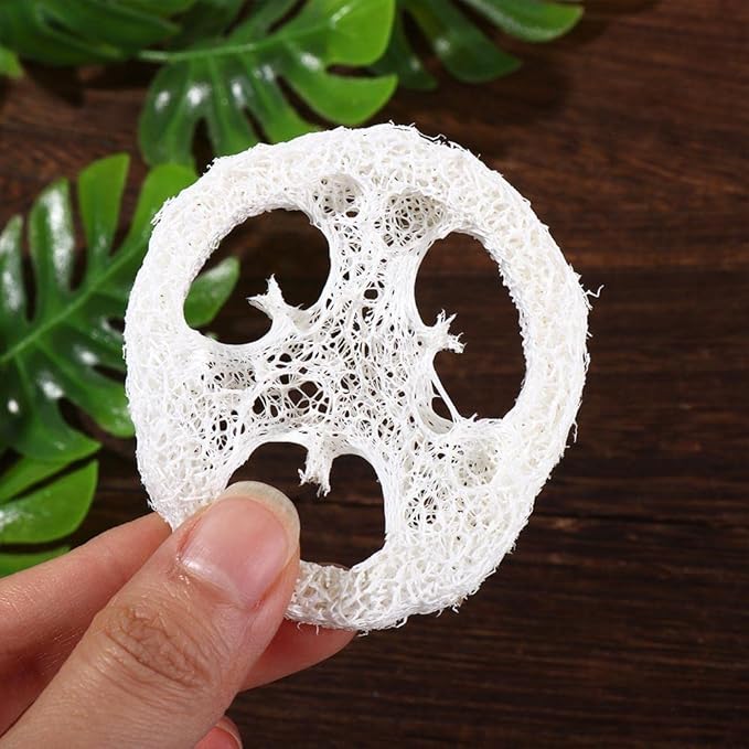 10pcs Natural Loofah Luffa Loofa Slices Handmade Reusable Natural Loofah Cuts for Cleaner Sponge Scrubber, Sponge Soap Dishes for Bar Soap Facial Soap Holder, 1.96in-2.75in