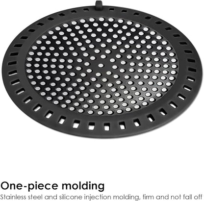 Seatery 2PCS Shower Hair Drain Catcher/Strainer/Cover/Filter/Trap, Hair Stopper Floor Drain, Stainless Steel with Silicone Edge Drain Protector, Black, 4.75 Inch Diameter