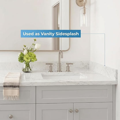Bathroom Vanity Sink Backsplash/Sidesplash (Engineered Carrara Marble, 4" x 24")