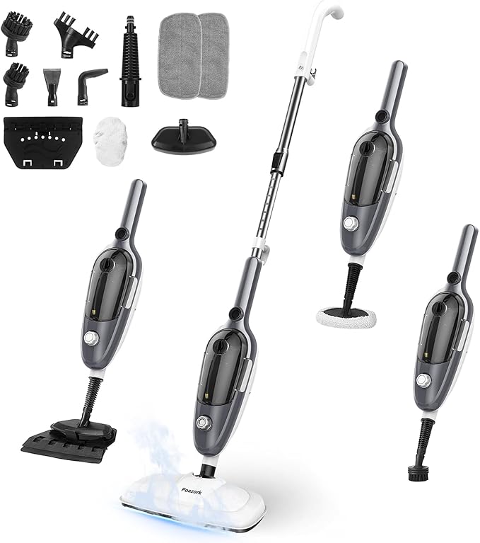 Steam Mop - All-in-one Detachable Floor Steamer with 11 Accessories, Multipurpose Steamer for Hardwood Floors, Clothes,Windows,Tiles,Carpet, Powerful Handheld Steam Cleaner for Home Use