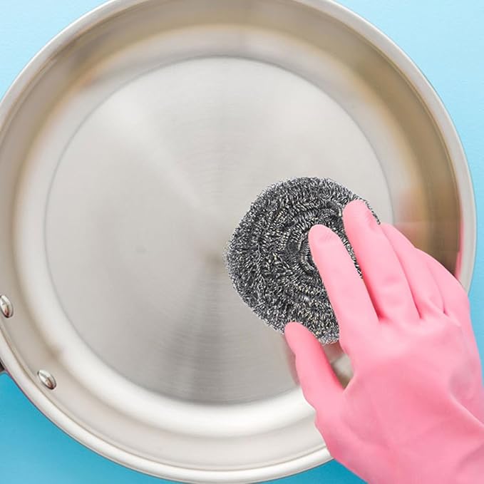 15pcs Steel Wool Scrubber Pot Cleaning Balls Kitchen Pan Scrubbers Heavy-Duty Dishwashing Pads for Tough Grease Removal Household Cooking Cleanup