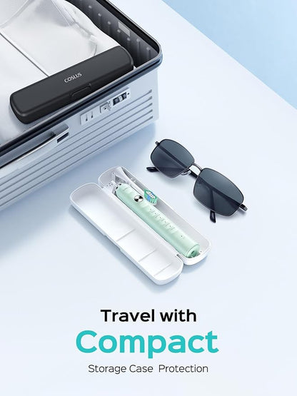 COSLUS Sonic Electric Toothbrush for Kids & Adults C40(DY-108Pro): 47000 VPM for Deep Cleaning with Travel Case - 5 Modes for Sensitive Teeth & Braces, Wireless Charging, 6 Brush Heads, Green (1PC)