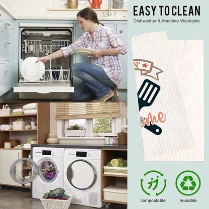 Eco-Friendly Swedish Dishcloth. Reusable, Ultra-Absorbent Cellulose Cotton Sponge Cloth | Sustainable & Biodegradable Cleaning for Kitchen & Home – Custom Nordic Design (Whimsical)