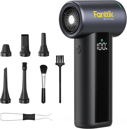 Fanttik B11 Pro Max Electric Air Duster, 150000RPM Brushless Motor, Compressed Air Duster, 100 Gears Adjustable, One-tap Booster, 28.08Wh Rechargeable Battery, Electric Duster for PC, Car, House