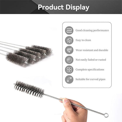 12 Inch Pipe Cleaning Brush Set with Stainless Steel Bristles, Steel Wire Tube Brush Kit for Auto Parts Polishing, Machining, Bottles, Tubes, Etc.（30mm-2pcs）