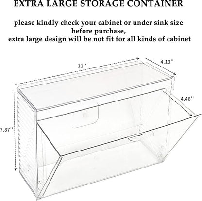 Clear Dishwasher Detergent Pod Holder for Kitchen Cabinet, Plastic Under Sink Storage and Organizer for Lid, Sponge, Coffee Pods, Large Laundry Pods Dispenser Box with Divider