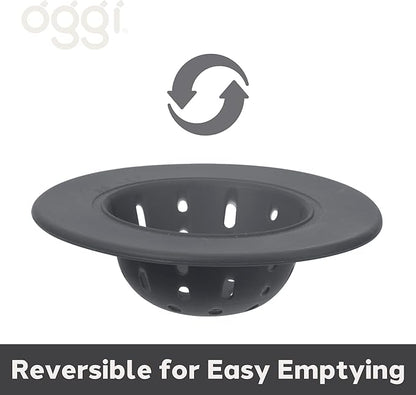 OGGI Silicone Sink Strainer- Great Kitchen Sink Strainer, Sink Drain Strainer, Drain Stopper, Sink Plug, 4.6˝ Diameter Rim, Gray
