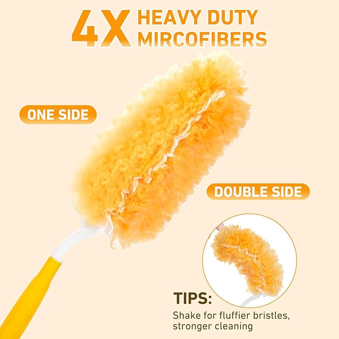 60 Count Heavy Duty Duster Refills for Swiffer, Multisurface 360° Larger Size Dusters with 4X Cleaning Power, Disposable Dusters for Pet, Cleaning Home, Blinds, Fans, Corners (60 pcs-Orange)