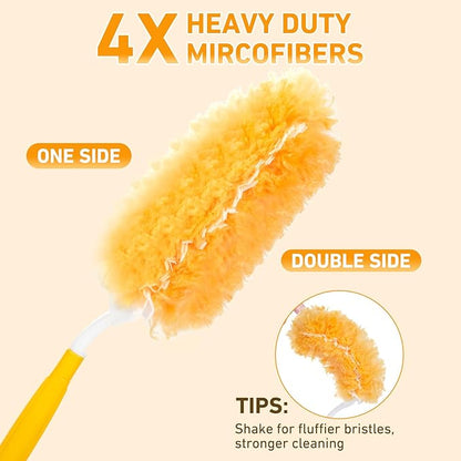 60 Count Heavy Duty Duster Refills for Swiffer, Multisurface 360° Larger Size Dusters with 4X Cleaning Power, Disposable Dusters for Pet, Cleaning Home, Blinds, Fans, Corners (60 pcs-Orange)