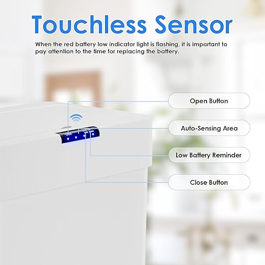 Sensor Trash Can, Touchless Motion Sensor Trash Bin, Smart Automatic Garbage Can with Soft-Close Lid, Bag Retainer Ring and Display Light,for Kitchen,Living Room Office (White, 16 Gal)